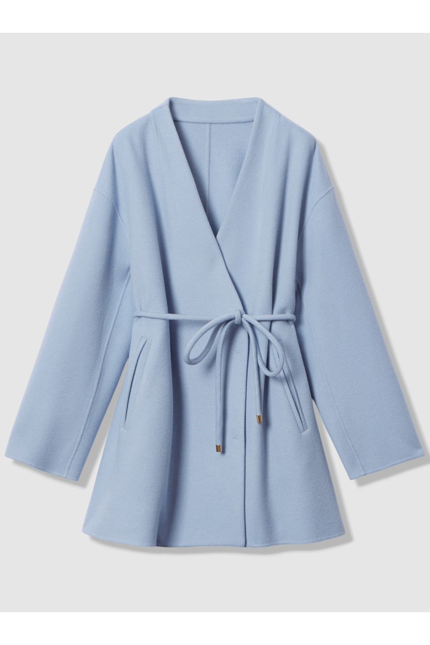 【アルアバイル/allureville】のカシミヤ混リバーミドルラップコート インテリア・キッズ・メンズ・レディースファッション・服の通販 founy(ファニー) 　ファッション　Fashion　レディースファッション　Fashion for Women　アウター　Coat / Outerwear Collection　コート・ロングコート・ピーコート　Long Coats, Peacoats & More　おすすめ　Recommended / Our Picks　ショート　Short, Short Length　フェミニン　Feminine, Girly　フロント　Front, Front Design　ブラウジング　Blouson Silhouette, Cinched Waist　ポケット　Pocket, Pocket Detail　ミドル　Middle Length, Mid Height　エレガント 上品　Elegant　再入荷　Restock / Back in Stock　ライトブルー|ID: prp329100004727530 ipo3291000000034695702