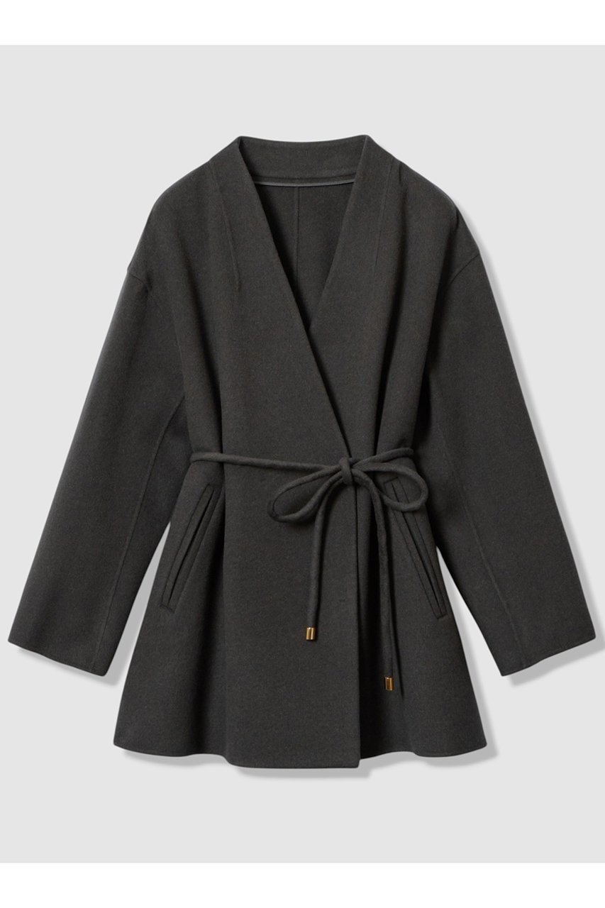 【アルアバイル/allureville】のカシミヤ混リバーミドルラップコート インテリア・キッズ・メンズ・レディースファッション・服の通販 founy(ファニー) 　ファッション　Fashion　レディースファッション　Fashion for Women　アウター　Coat / Outerwear Collection　コート・ロングコート・ピーコート　Long Coats, Peacoats & More　おすすめ　Recommended / Our Picks　ショート　Short, Short Length　フェミニン　Feminine, Girly　フロント　Front, Front Design　ブラウジング　Blouson Silhouette, Cinched Waist　ポケット　Pocket, Pocket Detail　ミドル　Middle Length, Mid Height　エレガント 上品　Elegant　再入荷　Restock / Back in Stock　チャコールグレー|ID: prp329100004727530 ipo3291000000034695703