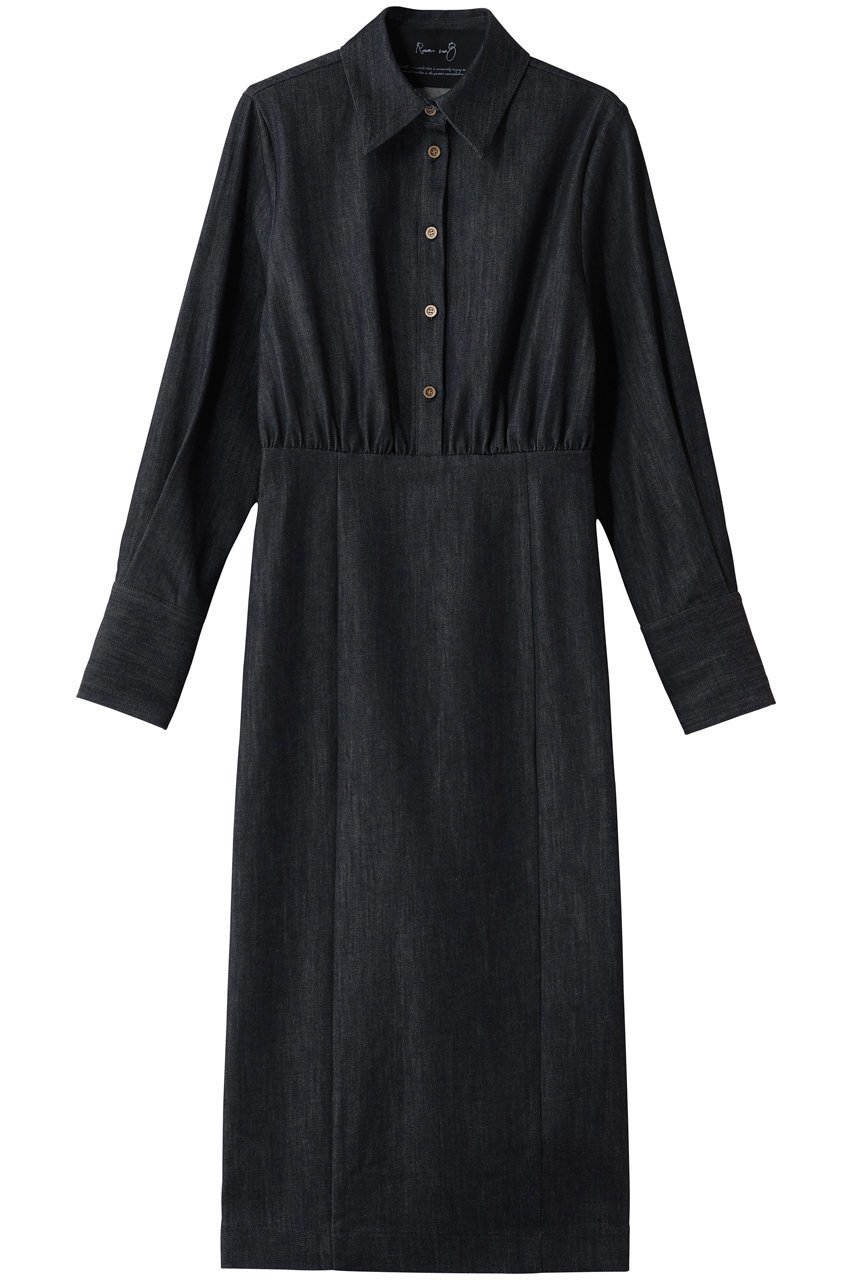 【ルームエイト/Room no.8】のサテン デニム シャツ ドレス インテリア・キッズ・メンズ・レディースファッション・服の通販 founy(ファニー) 　ファッション　Fashion　レディースファッション　Fashion for Women　ワンピース　Dresses　フォーマル・パーティードレス・結婚式用ドレス　Elegant & Casual Dresses　チュニック　Tunic Tops & Dresses　サテン　Satin, Glossy Fabric　チュニック　Tunic, Long Top　デニム　Denim, Jeans Material　ドレス　Dress, One-Piece　フェミニン　Feminine, Girly　ロング　Long, Long-Length　再入荷　Restock / Back in Stock　インディゴブルー|ID: prp329100004727544 ipo3291000000036692562