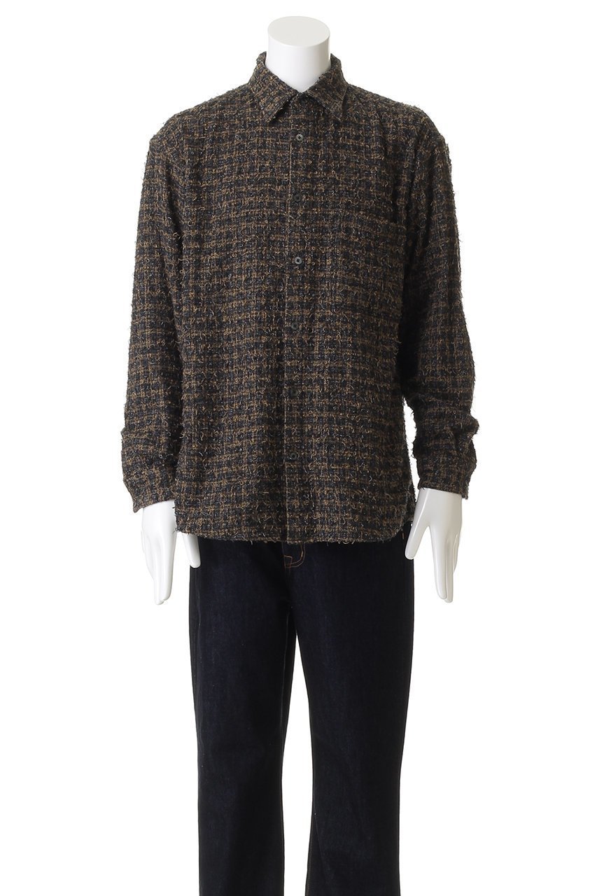 【ヨーク/YOKE】の【UNISEX】ニードルパンチド コットン プラッド シャツ 人気、トレンドファッション・服の通販 founy(ファニー) 　ファッション　Fashion　レディースファッション　Fashion for Women　トップス・カットソー　Cut & Sew Tops　シャツ・ブラウス・オフィスカジュアル　Elegant Blouses & Button-Ups　ユニセックス　Unisex, Genderless　スリーブ　Sleeve, Long Sleeve / Short Sleeve　チェック　Check, Plaid, Tartan　ツイード　Twill, Twill Weave　ヨーク　Yoke, Yoke Design　ロング　Long, Long-Length　other-2|ID: prp329100004727553 ipo3291000000035870798