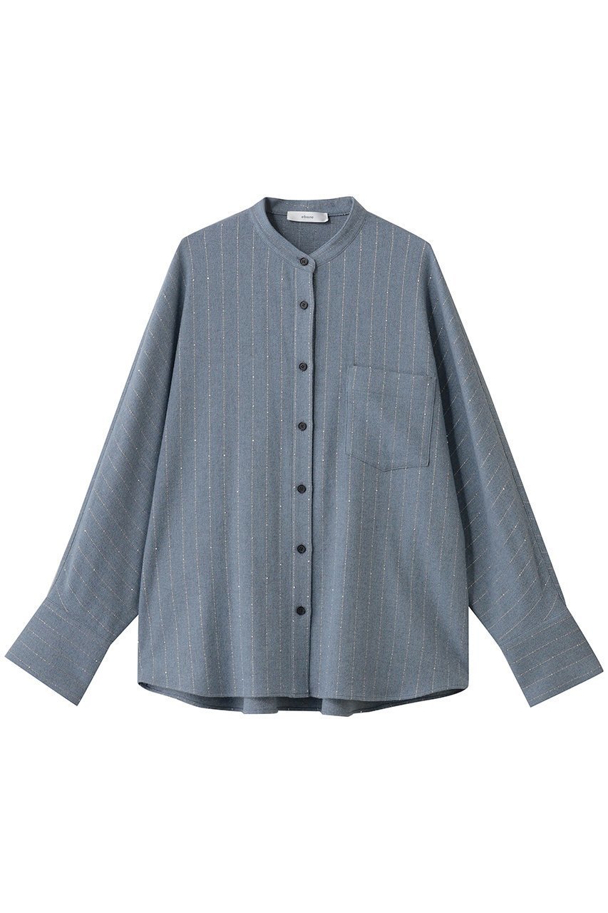 【エブール/ebure】の【10/17 0:00販売開始】スパングルウールストライプ ドルマンスリーブシャツ インテリア・キッズ・メンズ・レディースファッション・服の通販 founy(ファニー) 　ファッション　Fashion　レディースファッション　Fashion for Women　トップス・カットソー　Cut & Sew Tops　シャツ・ブラウス・オフィスカジュアル　Elegant Blouses & Button-Ups　おすすめ　Recommended / Our Picks　インナー　Innerwear　ストライプ　Stripe, Striped Pattern　スパンコール　Sequins, Sequin Embellishment　スリーブ　Sleeve, Long Sleeve / Short Sleeve　セットアップ　Set-Up, Coordinated Outfit　タートル　Turtleneck, Turtle Collar　ツイル　Twist, Twisted Detail　ロング　Long, Long-Length　エレガント 上品　Elegant　羽織　Haori, Light Jacket　ブルー|ID: prp329100004729536 ipo3291000000034166655