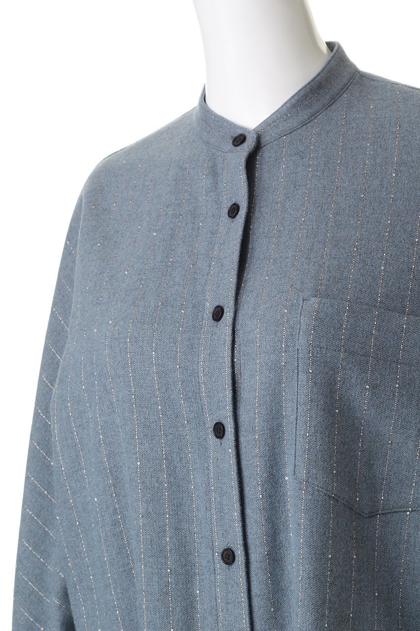 【エブール/ebure】の【10/17 0:00販売開始】スパングルウールストライプ ドルマンスリーブシャツ 人気、トレンドファッション・服の通販 founy(ファニー) 　ファッション　Fashion　レディースファッション　Fashion for Women　トップス・カットソー　Cut & Sew Tops　シャツ・ブラウス・オフィスカジュアル　Elegant Blouses & Button-Ups　おすすめ　Recommended / Our Picks　インナー　Innerwear　ストライプ　Stripe, Striped Pattern　スパンコール　Sequins, Sequin Embellishment　スリーブ　Sleeve, Long Sleeve / Short Sleeve　セットアップ　Set-Up, Coordinated Outfit　タートル　Turtleneck, Turtle Collar　ツイル　Twist, Twisted Detail　ロング　Long, Long-Length　エレガント 上品　Elegant　羽織　Haori, Light Jacket　other-5|ID: prp329100004729536 ipo3291000000034166659