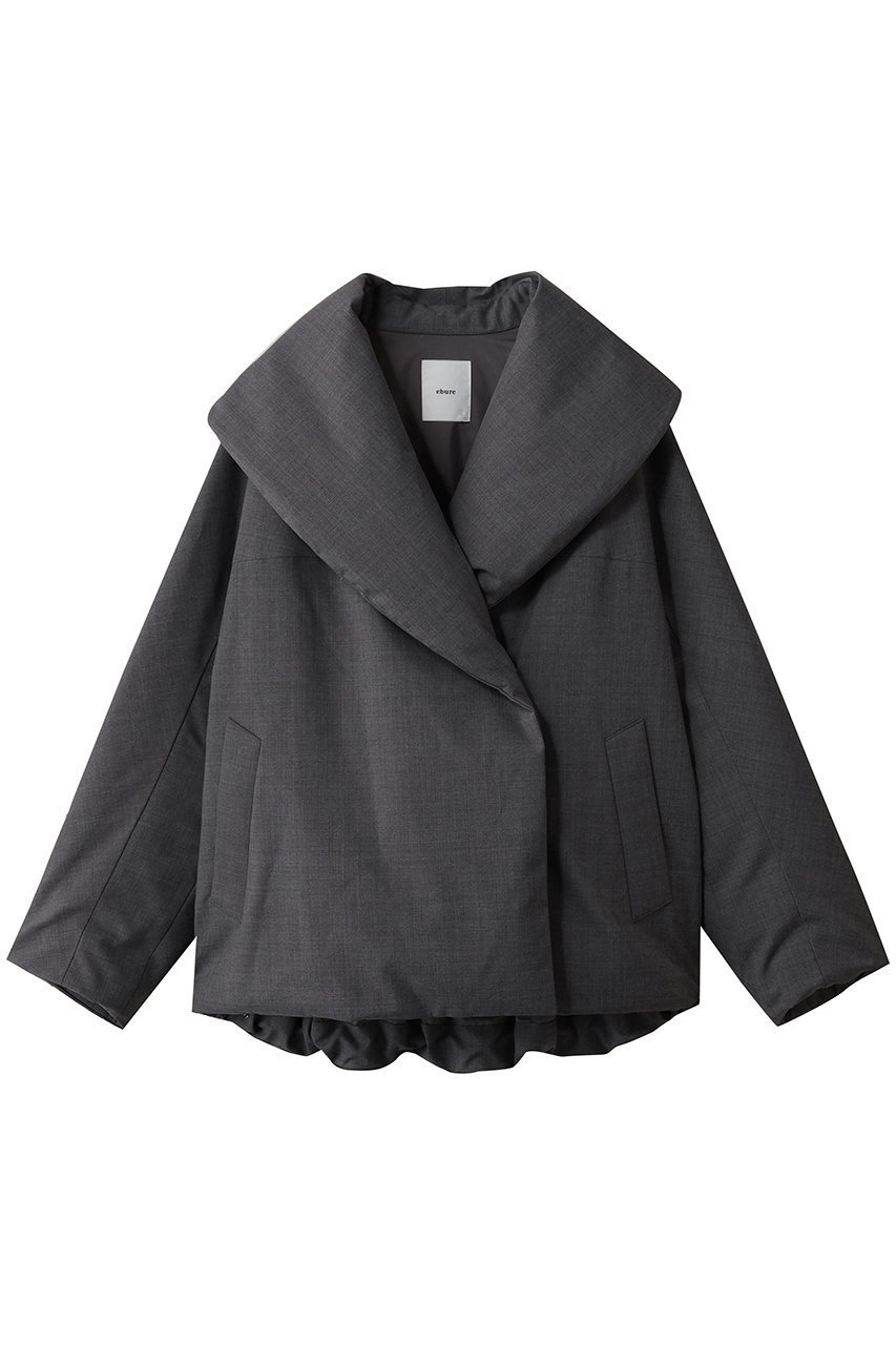 【エブール/ebure】のフォルムダウン ショールカラーミドルコート インテリア・キッズ・メンズ・レディースファッション・服の通販 founy(ファニー) 　ファッション　Fashion　レディースファッション　Fashion for Women　アウター　Coat / Outerwear Collection　コート・ロングコート・ピーコート　Long Coats, Peacoats & More　エレガント 上品　Elegant　スマート　Smart, Elegant　ダウン　Down, Puffer　ドローコード　Drawcord, Drawstring Cord　パターン　Pattern, Design Print　フォルム　Silhouette, Form　新作・新入荷　New Arrivals / New In　トップグレー|ID: prp329100004729592 ipo3291000000034166878