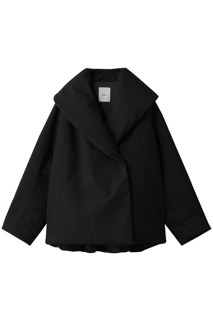 【エブール/ebure】のフォルムダウン ショールカラーミドルコート インテリア・キッズ・メンズ・レディースファッション・服の通販 founy(ファニー) 　ファッション　Fashion　レディースファッション　Fashion for Women　アウター　Coat / Outerwear Collection　コート・ロングコート・ピーコート　Long Coats, Peacoats & More　エレガント 上品　Elegant　スマート　Smart, Elegant　ダウン　Down, Puffer　ドローコード　Drawcord, Drawstring Cord　パターン　Pattern, Design Print　フォルム　Silhouette, Form　新作・新入荷　New Arrivals / New In　ブラック|ID: prp329100004729592 ipo3291000000034166879