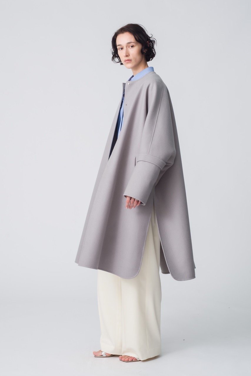 【エブール/ebure】のリュクスメルトン ノーカラーロングコート 人気、トレンドファッション・服の通販 founy(ファニー) 　ファッション　Fashion　レディースファッション　Fashion for Women　アウター　Coat / Outerwear Collection　コート・ロングコート・ピーコート　Long Coats, Peacoats & More　ドット　Polka Dot, Dot Pattern　ハンド　Hand, Handmade　フォルム　Silhouette, Form　ミドル　Middle Length, Mid Height　メルトン　Melton, Heavy Wool　モダン　Modern, Contemporary　ロング　Long, Long-Length　人気　Popular, Best Seller　新作・新入荷　New Arrivals / New In　other-7|ID: prp329100004729593 ipo3291000000034166903