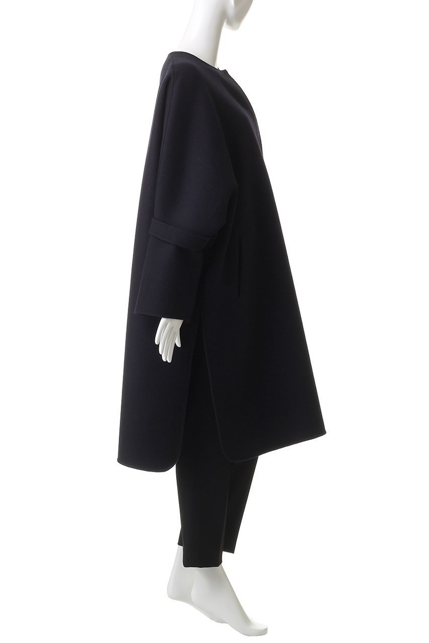 【エブール/ebure】のリュクスメルトン ノーカラーロングコート 人気、トレンドファッション・服の通販 founy(ファニー) 　ファッション　Fashion　レディースファッション　Fashion for Women　アウター　Coat / Outerwear Collection　コート・ロングコート・ピーコート　Long Coats, Peacoats & More　ドット　Polka Dot, Dot Pattern　ハンド　Hand, Handmade　フォルム　Silhouette, Form　ミドル　Middle Length, Mid Height　メルトン　Melton, Heavy Wool　モダン　Modern, Contemporary　ロング　Long, Long-Length　人気　Popular, Best Seller　other-3|ID: prp329100004729593 ipo3291000000036066772