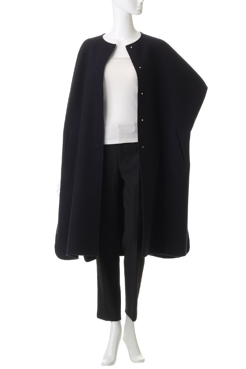 【エブール/ebure】のリュクスメルトン ノーカラーロングコート 人気、トレンドファッション・服の通販 founy(ファニー) 　ファッション　Fashion　レディースファッション　Fashion for Women　アウター　Coat / Outerwear Collection　コート・ロングコート・ピーコート　Long Coats, Peacoats & More　ドット　Polka Dot, Dot Pattern　ハンド　Hand, Handmade　フォルム　Silhouette, Form　ミドル　Middle Length, Mid Height　メルトン　Melton, Heavy Wool　モダン　Modern, Contemporary　ロング　Long, Long-Length　人気　Popular, Best Seller　other-6|ID: prp329100004729593 ipo3291000000036066775