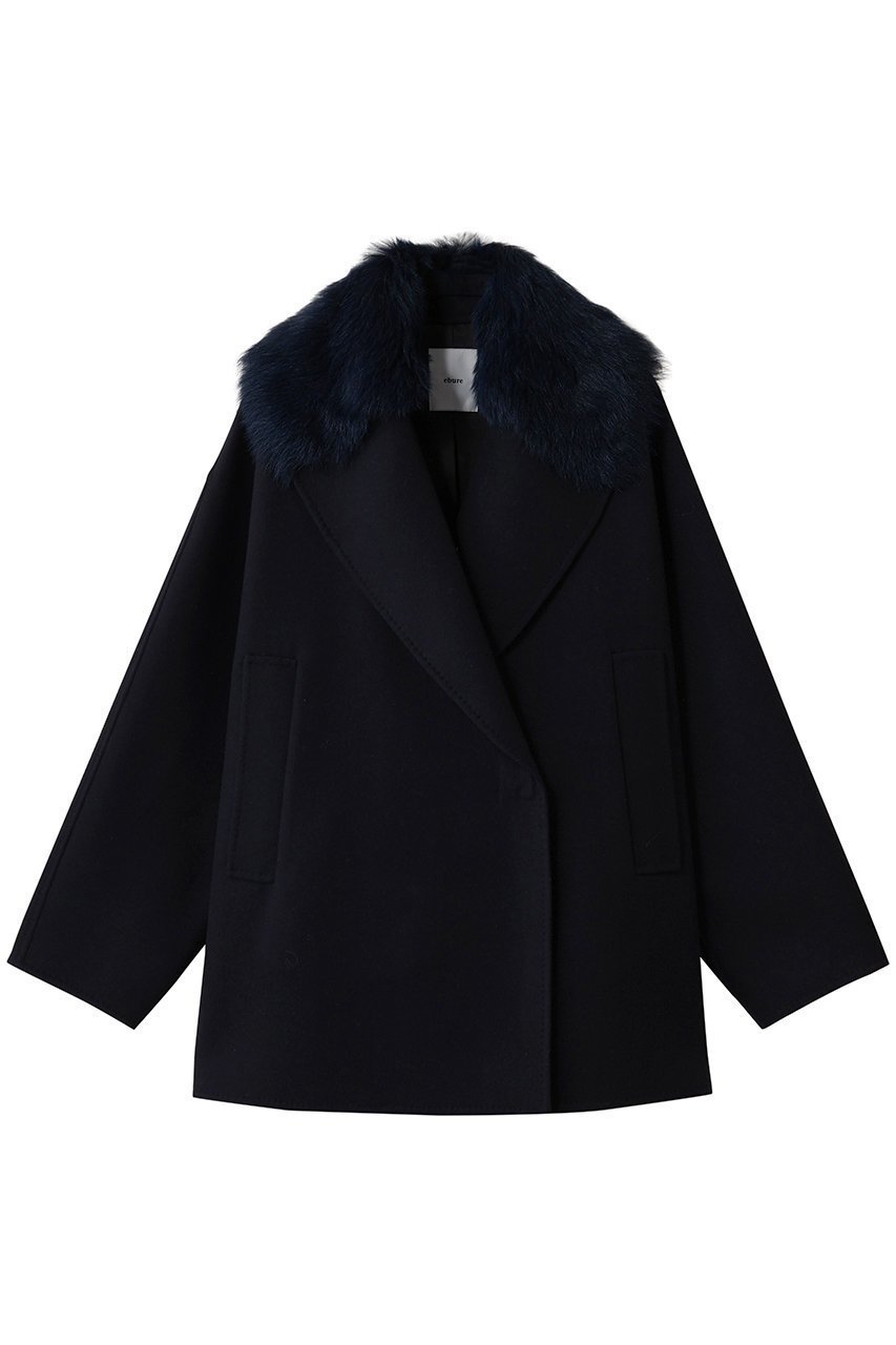 【エブール/ebure】のリュクスメルトン ショールカラーショートコート インテリア・キッズ・メンズ・レディースファッション・服の通販 founy(ファニー) 　ファッション　Fashion　レディースファッション　Fashion for Women　アウター　Coat / Outerwear Collection　コート・ロングコート・ピーコート　Long Coats, Peacoats & More　おすすめ　Recommended / Our Picks　クール　Cool, Chic　ショート　Short, Short Length　ショール　Shawl, Wrap　シンプル　Simple, Minimal　ハンド　Hand, Handmade　バランス　Balance, Style Balance　ポケット　Pocket, Pocket Detail　メルトン　Melton, Heavy Wool　新作・新入荷　New Arrivals / New In　ネイビー|ID: prp329100004729594 ipo3291000000034166905