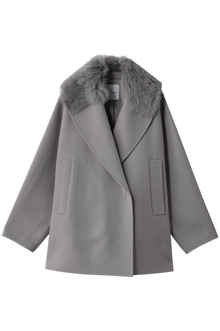 【エブール/ebure】のリュクスメルトン ショールカラーショートコート インテリア・キッズ・メンズ・レディースファッション・服の通販 founy(ファニー) 　ファッション　Fashion　レディースファッション　Fashion for Women　アウター　Coat / Outerwear Collection　コート・ロングコート・ピーコート　Long Coats, Peacoats & More　おすすめ　Recommended / Our Picks　クール　Cool, Chic　ショート　Short, Short Length　ショール　Shawl, Wrap　シンプル　Simple, Minimal　ハンド　Hand, Handmade　バランス　Balance, Style Balance　ポケット　Pocket, Pocket Detail　メルトン　Melton, Heavy Wool　グレー|ID: prp329100004729594 ipo3291000000036066779