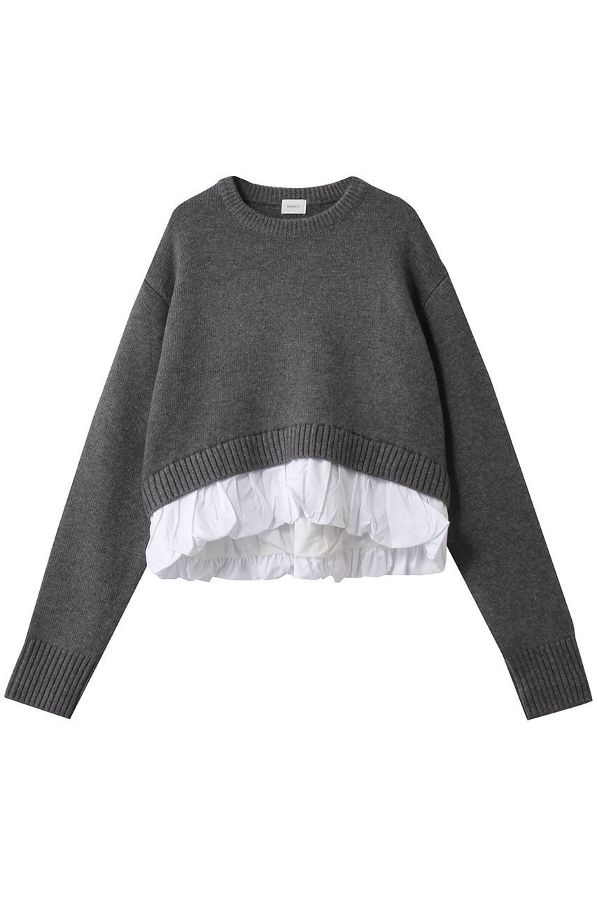 【マノフ/MANOF】のBALLOON DOCKING KNIT インテリア・キッズ・メンズ・レディースファッション・服の通販 founy(ファニー) 　ファッション　Fashion　レディースファッション　Fashion for Women　トップス・カットソー　Cut & Sew Tops　ニット　Knit Tops & Sweaters　カジュアルプルオーバー・ニットトップス　Pullovers & Knit Tops / Casual Pullovers　おすすめ　Recommended / Our Picks　ショート　Short, Short Length　トレンド　Trend, Trending Now　ドッキング　Docking, Mixed Material　ボックス　Boxy, Box Shape　ボトム　Bottoms, Lower Wear　新作・新入荷　New Arrivals / New In　GRAY|ID: prp329100004729599 ipo3291000000034166941