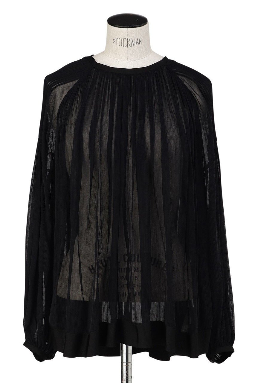 【オブリオ/AUBRIOT】のシルククレープ ブラウス インテリア・キッズ・メンズ・レディースファッション・服の通販 founy(ファニー) 　ファッション　Fashion　レディースファッション　Fashion for Women　トップス・カットソー　Cut & Sew Tops　シャツ・ブラウス・オフィスカジュアル　Elegant Blouses & Button-Ups　エアリー　Airy Texture　エレガント 上品　Elegant　ギャザー　Gathered, Ruffled　シルク　Silk, 100% Silk　スリーブ　Sleeve, Long Sleeve / Short Sleeve　ドレープ　Drape, Draping Fabric　フレア　Flare, Flared　モダン　Modern, Contemporary　リボン　Ribbon, Bow　ロング　Long, Long-Length　ブラック|ID: prp329100004729611 ipo3291000000035834935