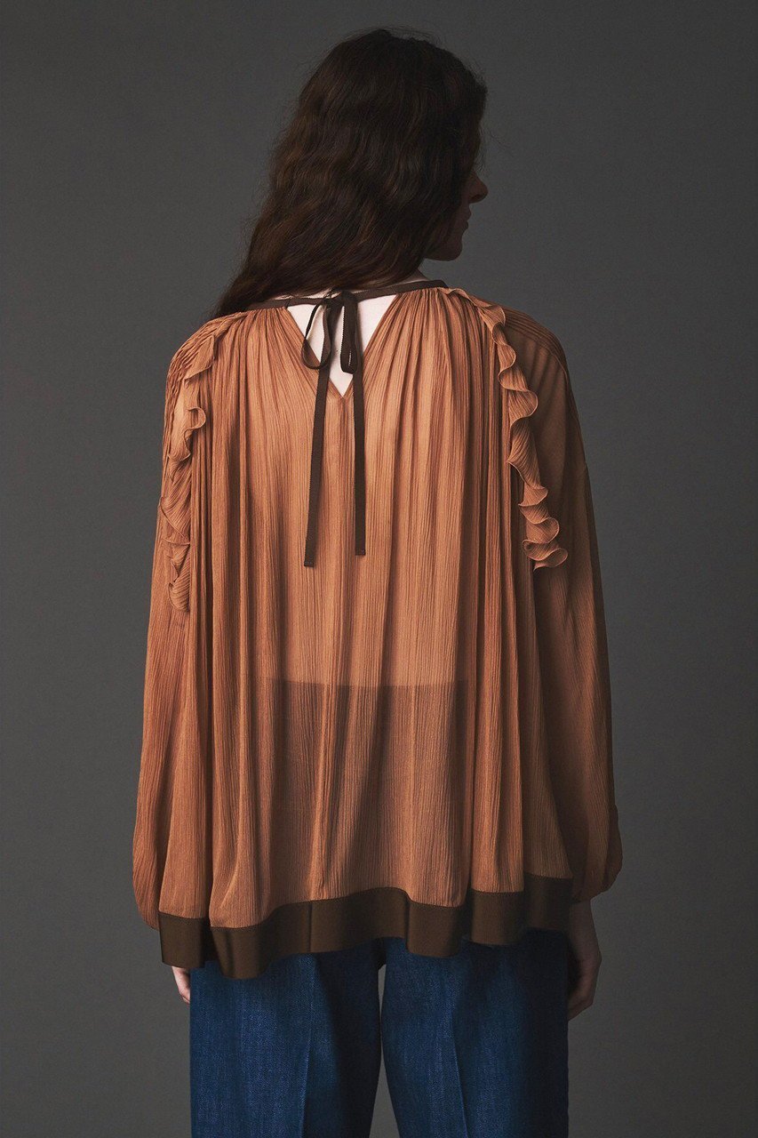 【オブリオ/AUBRIOT】のシルククレープ ブラウス 人気、トレンドファッション・服の通販 founy(ファニー) 　ファッション　Fashion　レディースファッション　Fashion for Women　トップス・カットソー　Cut & Sew Tops　シャツ・ブラウス・オフィスカジュアル　Elegant Blouses & Button-Ups　エアリー　Airy Texture　エレガント 上品　Elegant　ギャザー　Gathered, Ruffled　シルク　Silk, 100% Silk　スリーブ　Sleeve, Long Sleeve / Short Sleeve　ドレープ　Drape, Draping Fabric　フレア　Flare, Flared　モダン　Modern, Contemporary　リボン　Ribbon, Bow　ロング　Long, Long-Length　other-5|ID: prp329100004729611 ipo3291000000035834949