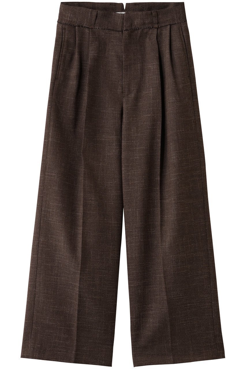 【マルティニーク/martinique】の【CURRENTAGE】Original fabric ワイドパンツ インテリア・キッズ・メンズ・レディースファッション・服の通販 founy(ファニー) 　ファッション　Fashion　レディースファッション　Fashion for Women　パンツ　Pants & Trousers　シンプル　Simple, Minimal　ツイード／ツィード　Choker, Choker Necklace　リネン　Linen, Linen Fabric　ワイド　Wide, Wide Fit　再入荷　Restock / Back in Stock　別注　Limited Edition, Custom Order　秋　Autumn　ブラウン|ID: prp329100004729636 ipo3291000000035835038