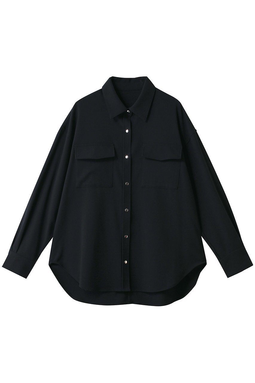 【アルアバイル/allureville】のサキソニーCPOシャツ インテリア・キッズ・メンズ・レディースファッション・服の通販 founy(ファニー) 　ファッション　Fashion　レディースファッション　Fashion for Women　トップス・カットソー　Cut & Sew Tops　シャツ・ブラウス・オフィスカジュアル　Elegant Blouses & Button-Ups　シルバー　Silver, Metallic Silver　ジャケット　Jacket, Outerwear　スリーブ　Sleeve, Long Sleeve / Short Sleeve　タートル　Turtleneck, Turtle Collar　ドット　Polka Dot, Dot Pattern　ロング　Long, Long-Length　エレガント 上品　Elegant　秋　Autumn　ネイビー|ID: prp329100004729640 ipo3291000000034504885