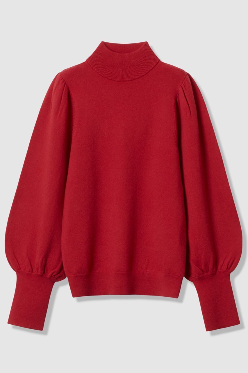 【アルアバイル/allureville】のパフタートルプルオーバー インテリア・キッズ・メンズ・レディースファッション・服の通販 founy(ファニー) 　ファッション　Fashion　レディースファッション　Fashion for Women　トップス・カットソー　Cut & Sew Tops　ニット　Knit Tops & Sweaters　カジュアルプルオーバー・ニットトップス　Pullovers & Knit Tops / Casual Pullovers　スリーブ　Sleeve, Long Sleeve / Short Sleeve　バランス　Balance, Style Balance　ベーシック　Basic, Essential　新作・新入荷　New Arrivals / New In　レッド|ID: prp329100004729644 ipo3291000000034167264