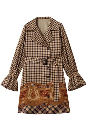 【アルアバイル/allureville】の【Loulou Willoughby】エンブレムチェックワンピース 人気、トレンドファッション・服の通販 founy(ファニー) ファッション Fashion レディースファッション Fashion for Women ワンピース Dresses チュニック Tunic Tops & Dresses インナー Innerwear チェック Check, Plaid, Tartan チュニック Tunic, Long Top ミックス Mix, Mixed Style ロング Long, Long-Length |ID:prp329100004729648