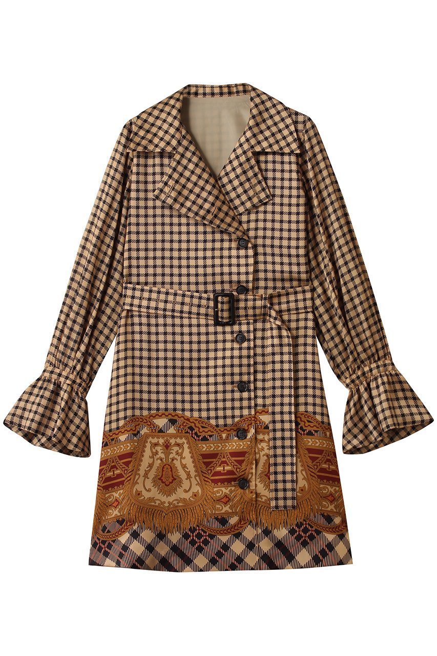 【アルアバイル/allureville】の【Loulou Willoughby】エンブレムチェックワンピース インテリア・キッズ・メンズ・レディースファッション・服の通販 founy(ファニー) 　ファッション　Fashion　レディースファッション　Fashion for Women　ワンピース　Dresses　チュニック　Tunic Tops & Dresses　インナー　Innerwear　チェック　Check, Plaid, Tartan　チュニック　Tunic, Long Top　ミックス　Mix, Mixed Style　ロング　Long, Long-Length　ベージュ系|ID: prp329100004729648 ipo3291000000035835053