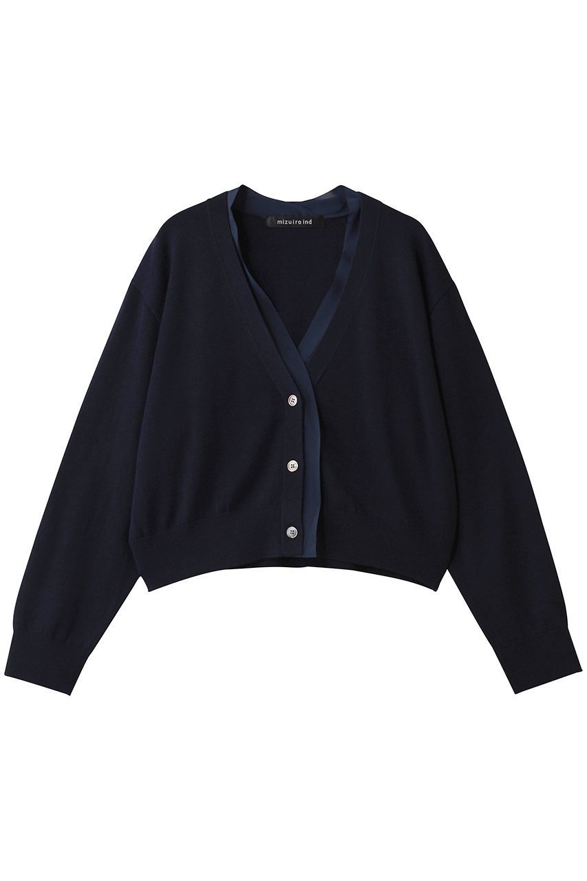 【ミズイロ インド/mizuiro ind】のchiffon frill V neck C/D カーディガン 人気、トレンドファッション・服の通販 founy(ファニー) 　ファッション　Fashion　レディースファッション　Fashion for Women　トップス・カットソー　Cut & Sew Tops　ニット　Knit Tops & Sweaters　カーディガン・羽織り　Layered Style Cardigans　おすすめ　Recommended / Our Picks　カーディガン　Cardigan, Knitwear　シフォン　Chiffon, Lightweight Fabric　シンプル　Simple, Minimal　スラックス　Slacks, Dress Pants　デコルテ　Décolleté, Neckline　デニム　Denim, Jeans Material　フェミニン　Feminine, Girly　新作・新入荷　New Arrivals / New In　 other-1|ID: prp329100004729654 ipo3291000000034167327