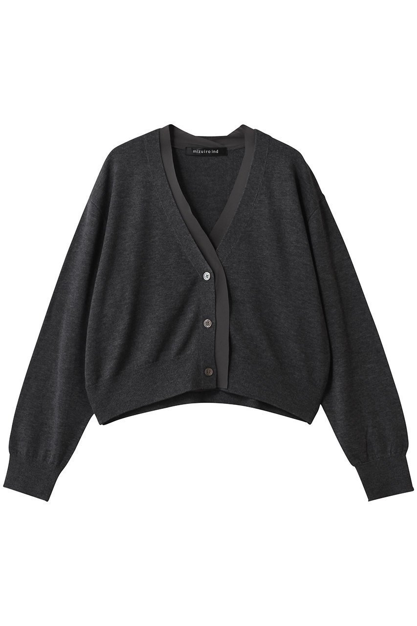 【ミズイロ インド/mizuiro ind】のchiffon frill V neck C/D カーディガン インテリア・キッズ・メンズ・レディースファッション・服の通販 founy(ファニー) 　ファッション　Fashion　レディースファッション　Fashion for Women　トップス・カットソー　Cut & Sew Tops　ニット　Knit Tops & Sweaters　カーディガン・羽織り　Layered Style Cardigans　おすすめ　Recommended / Our Picks　カーディガン　Cardigan, Knitwear　シフォン　Chiffon, Lightweight Fabric　シンプル　Simple, Minimal　スラックス　Slacks, Dress Pants　デコルテ　Décolleté, Neckline　デニム　Denim, Jeans Material　フェミニン　Feminine, Girly　新作・新入荷　New Arrivals / New In　c.gray|ID: prp329100004729654 ipo3291000000034167329