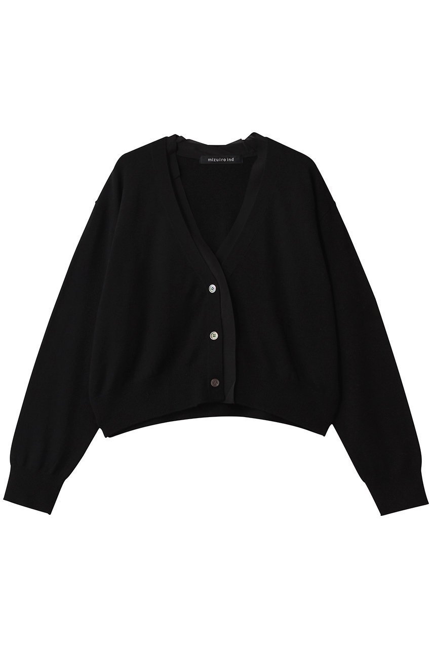 【ミズイロ インド/mizuiro ind】のchiffon frill V neck C/D カーディガン インテリア・キッズ・メンズ・レディースファッション・服の通販 founy(ファニー) 　ファッション　Fashion　レディースファッション　Fashion for Women　トップス・カットソー　Cut & Sew Tops　ニット　Knit Tops & Sweaters　カーディガン・羽織り　Layered Style Cardigans　おすすめ　Recommended / Our Picks　カーディガン　Cardigan, Knitwear　シフォン　Chiffon, Lightweight Fabric　シンプル　Simple, Minimal　スラックス　Slacks, Dress Pants　デコルテ　Décolleté, Neckline　デニム　Denim, Jeans Material　フェミニン　Feminine, Girly　新作・新入荷　New Arrivals / New In　black|ID: prp329100004729654 ipo3291000000034167331