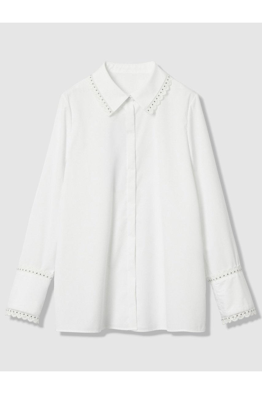 【アルアバイル/allureville】の【LOULOU WILLOUGHBY】レーストリミングシャツ 人気、トレンドファッション・服の通販 founy(ファニー) ファッション Fashion レディースファッション Fashion for Women トップス・カットソー Cut & Sew Tops シャツ・ブラウス・オフィスカジュアル Elegant Blouses & Button-Ups カフス Cuff Design シンプル Simple, Minimal ジャケット Jacket, Outerwear スタッズ Studs, Metal Accents スリーブ Sleeve, Long Sleeve / Short Sleeve トリミング Trimming, Decorative Edge フェミニン Feminine, Girly レース Lace, Lace Fabric ロング Long, Long-Length A/W・秋冬 Autumn/Winter other-1|ID: prp329100004729676 ipo3291000000035772029