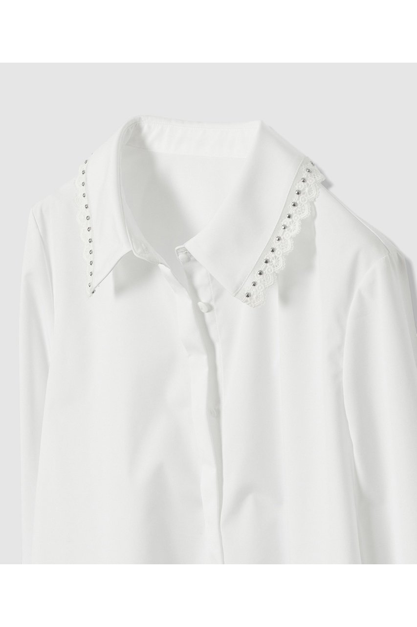 【アルアバイル/allureville】の【LOULOU WILLOUGHBY】レーストリミングシャツ 人気、トレンドファッション・服の通販 founy(ファニー) ファッション Fashion レディースファッション Fashion for Women トップス・カットソー Cut & Sew Tops シャツ・ブラウス・オフィスカジュアル Elegant Blouses & Button-Ups カフス Cuff Design シンプル Simple, Minimal ジャケット Jacket, Outerwear スタッズ Studs, Metal Accents スリーブ Sleeve, Long Sleeve / Short Sleeve トリミング Trimming, Decorative Edge フェミニン Feminine, Girly レース Lace, Lace Fabric ロング Long, Long-Length A/W・秋冬 Autumn/Winter other-3|ID: prp329100004729676 ipo3291000000035857183