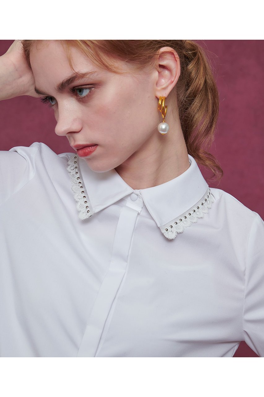 【アルアバイル/allureville】の【LOULOU WILLOUGHBY】レーストリミングシャツ 人気、トレンドファッション・服の通販 founy(ファニー) ファッション Fashion レディースファッション Fashion for Women トップス・カットソー Cut & Sew Tops シャツ・ブラウス・オフィスカジュアル Elegant Blouses & Button-Ups カフス Cuff Design シンプル Simple, Minimal ジャケット Jacket, Outerwear スタッズ Studs, Metal Accents スリーブ Sleeve, Long Sleeve / Short Sleeve トリミング Trimming, Decorative Edge フェミニン Feminine, Girly レース Lace, Lace Fabric ロング Long, Long-Length A/W・秋冬 Autumn/Winter other-7|ID: prp329100004729676 ipo3291000000035857189