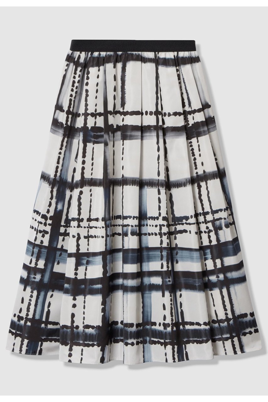 【アナイ/ANAYI】のチェックプリントタックギャザーフレアスカート インテリア・キッズ・メンズ・レディースファッション・服の通販 founy(ファニー) 　ファッション　Fashion　レディースファッション　Fashion for Women　スカート　Skirts　Aライン・フレアスカート　A-Line & Flared Skirts　ロングスカート　Long Skirts / Maxi & Midi Skirts　おすすめ　Recommended / Our Picks　イタリア　Italy　グラデーション　Gradient, Ombre　グログラン　Grosgrain, Grosgrain Ribbon　タフタ　Taffeta, Structured Fabric　チェック　Check, Plaid, Tartan　プリント　Print, Printed Pattern　ロング　Long, Long-Length　手描き　Hand-Drawn, Illustrated　ホワイト|ID: prp329100004729679 ipo3291000000036066890