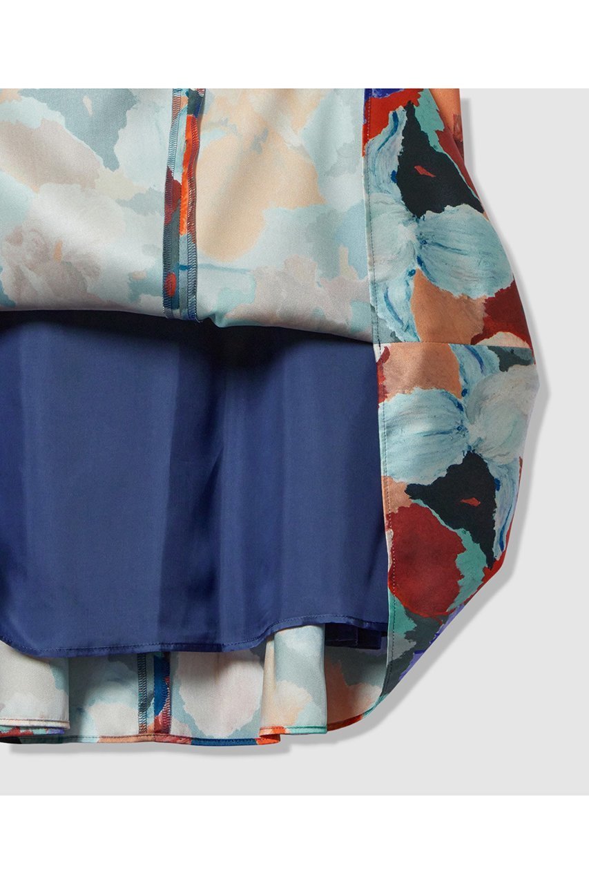 【アナイ/ANAYI】のアートフラワーフレア ワンピース 人気、トレンドファッション・服の通販 founy(ファニー) 　ファッション　Fashion　レディースファッション　Fashion for Women　ワンピース　Dresses　チュニック　Tunic Tops & Dresses　オレンジ　Orange　サテン　Satin, Glossy Fabric　シンプル　Simple, Minimal　スリット　Slit, Slit Detail　チュニック　Tunic, Long Top　フィット　Fit, Slim Fit　フラワー　Flower, Floral　フレア　Flare, Flared　プリント　Print, Printed Pattern　ロング　Long, Long-Length　other-8|ID: prp329100004729684 ipo3291000000035971968