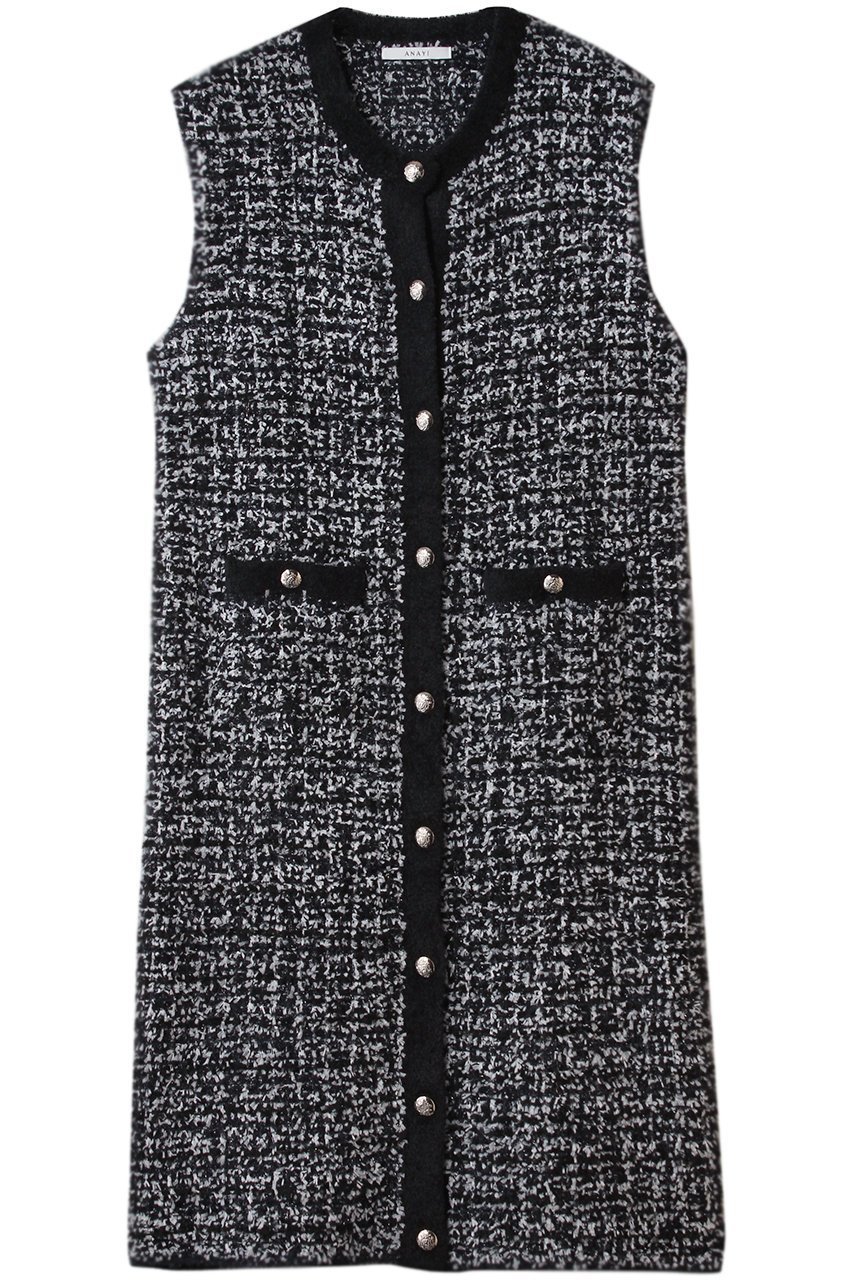 【アナイ/ANAYI】のモールツイードワンピース インテリア・キッズ・メンズ・レディースファッション・服の通販 founy(ファニー) 　ファッション　Fashion　レディースファッション　Fashion for Women　ワンピース　Dresses　チュニック　Tunic Tops & Dresses　オケージョン　Occasion Wear　チュニック　Tunic, Long Top　ツイード　Twill, Twill Weave　パーティ　Party, Party Style　ロング　Long, Long-Length　エレガント 上品　Elegant　羽織　Haori, Light Jacket　ブルー|ID: prp329100004729691 ipo3291000000035971981