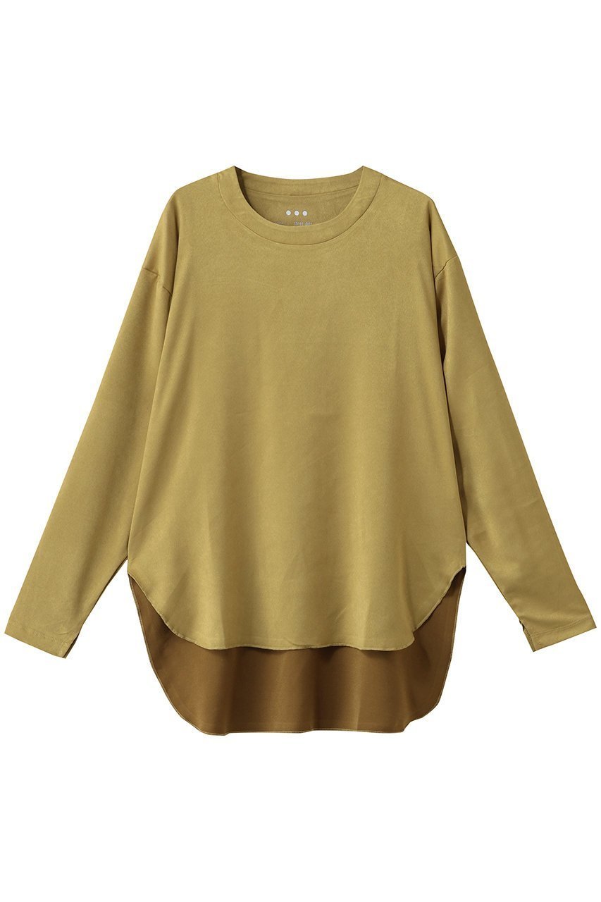 【スリー ドッツ/three dots】のスエードジャージー 長袖Tシャツ インテリア・キッズ・メンズ・レディースファッション・服の通販 founy(ファニー) 　ファッション　Fashion　レディースファッション　Fashion for Women　トップス・カットソー　Cut & Sew Tops　シャツ・ブラウス・オフィスカジュアル　Elegant Blouses & Button-Ups　ロングTシャツ・Tシャツ　Longline T-Shirts & Tees　カットソー・ベーシックTシャツ　Cut-and-Sewn Tops / Stretch Tees & Basics　おすすめ　Recommended / Our Picks　なめらか　Smooth, Silky Texture　カットソー　Cut and Sewn Top　スリーブ　Sleeve, Long Sleeve / Short Sleeve　プリーツ　Pleats, Pleated　ロング　Long, Long-Length　エレガント 上品　Elegant　新作・新入荷　New Arrivals / New In　長袖　Long Sleeve, Full Sleeve　ヘイ イエロー|ID: prp329100004729704 ipo3291000000034167695