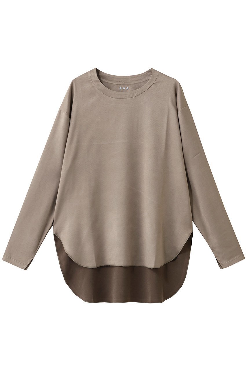 【スリー ドッツ/three dots】のスエードジャージー 長袖Tシャツ 人気、トレンドファッション・服の通販 founy(ファニー) 　ファッション　Fashion　レディースファッション　Fashion for Women　トップス・カットソー　Cut & Sew Tops　シャツ・ブラウス・オフィスカジュアル　Elegant Blouses & Button-Ups　ロングTシャツ・Tシャツ　Longline T-Shirts & Tees　カットソー・ベーシックTシャツ　Cut-and-Sewn Tops / Stretch Tees & Basics　おすすめ　Recommended / Our Picks　なめらか　Smooth, Silky Texture　カットソー　Cut and Sewn Top　スリーブ　Sleeve, Long Sleeve / Short Sleeve　プリーツ　Pleats, Pleated　ロング　Long, Long-Length　エレガント 上品　Elegant　長袖　Long Sleeve, Full Sleeve　 other-1|ID: prp329100004729704 ipo3291000000036066920
