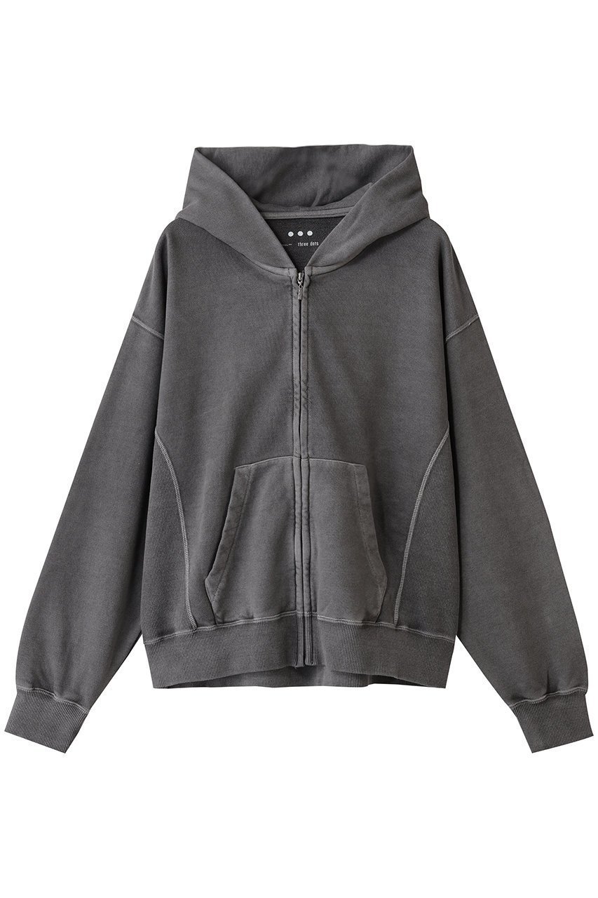 【スリー ドッツ/three dots】のピグメントダイ ジップアップフーディ インテリア・キッズ・メンズ・レディースファッション・服の通販 founy(ファニー) 　ファッション　Fashion　レディースファッション　Fashion for Women　トップス・カットソー　Cut & Sew Tops　シャツ・ブラウス・オフィスカジュアル　Elegant Blouses & Button-Ups　レディースパーカー・カジュアルフーディー　Casual Hoodies & Sweatshirts　ロングTシャツ・Tシャツ　Longline T-Shirts & Tees　スウェット・クルーネックトップス　Sweatshirts & Crewnecks / Relaxed Fit Sweat Tops　カットソー・ベーシックTシャツ　Cut-and-Sewn Tops / Stretch Tees & Basics　シンプル　Simple, Minimal　トレンド　Trend, Trending Now　ブラック|ID: prp329100004729706 ipo3291000000035835211