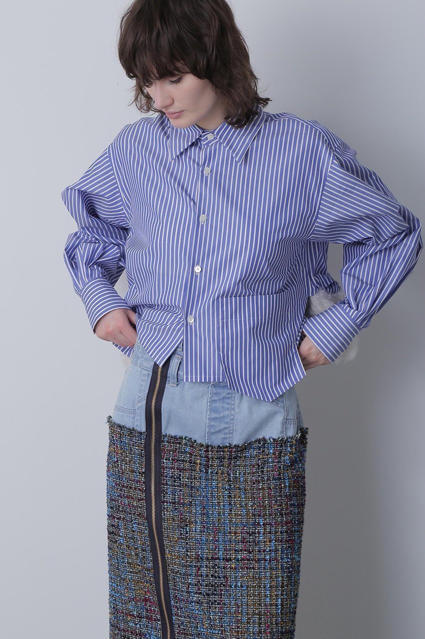 【ヒューエルミュージアム/hueLe Museum】の【STUMBLY】Fur Trim Combi Shirts 人気、トレンドファッション・服の通販 founy(ファニー) 　ファッション　Fashion　レディースファッション　Fashion for Women　トップス・カットソー　Cut & Sew Tops　シャツ・ブラウス・オフィスカジュアル　Elegant Blouses & Button-Ups　シンプル　Simple, Minimal　スリーブ　Sleeve, Long Sleeve / Short Sleeve　ポケット　Pocket, Pocket Detail　ロング　Long, Long-Length　other-6|ID: prp329100004731572 ipo3291000000035949007