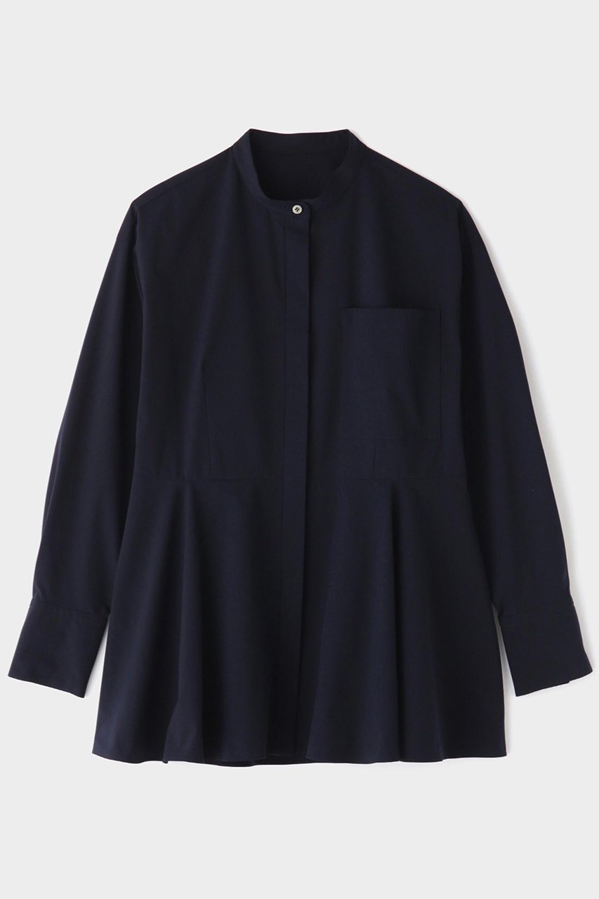 【ル フィル/LE PHIL】のSOLOTEXペプラムブラウス インテリア・キッズ・メンズ・レディースファッション・服の通販 founy(ファニー) 　ファッション　Fashion　レディースファッション　Fashion for Women　トップス・カットソー　Cut & Sew Tops　シャツ・ブラウス・オフィスカジュアル　Elegant Blouses & Button-Ups　シンプル　Simple, Minimal　ストレッチ　Stretch, Stretchy Fabric　スリーブ　Sleeve, Long Sleeve / Short Sleeve　タフタ　Taffeta, Structured Fabric　ドレープ　Drape, Draping Fabric　フェミニン　Feminine, Girly　フレア　Flare, Flared　ペプラム　Peplum, Flared Hem　ロング　Long, Long-Length　新作・新入荷　New Arrivals / New In　ネイビー|ID: prp329100004731607 ipo3291000000034176175