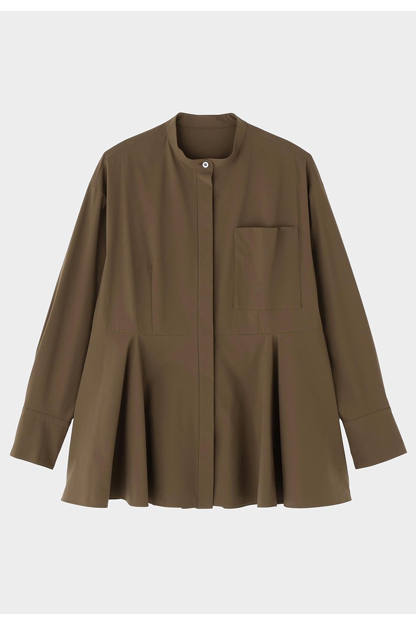 【ル フィル/LE PHIL】のSOLOTEXペプラムブラウス インテリア・キッズ・メンズ・レディースファッション・服の通販 founy(ファニー) 　ファッション　Fashion　レディースファッション　Fashion for Women　トップス・カットソー　Cut & Sew Tops　シャツ・ブラウス・オフィスカジュアル　Elegant Blouses & Button-Ups　シンプル　Simple, Minimal　ストレッチ　Stretch, Stretchy Fabric　スリーブ　Sleeve, Long Sleeve / Short Sleeve　タフタ　Taffeta, Structured Fabric　ドレープ　Drape, Draping Fabric　フェミニン　Feminine, Girly　フレア　Flare, Flared　ペプラム　Peplum, Flared Hem　ロング　Long, Long-Length　ブラウン|ID: prp329100004731607 ipo3291000000036105908