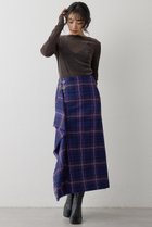 【ウィムガゼット/Whim Gazette】のチェックフリンジスカート パープル|ID: prp329100004731626 ipo3291000000035359095