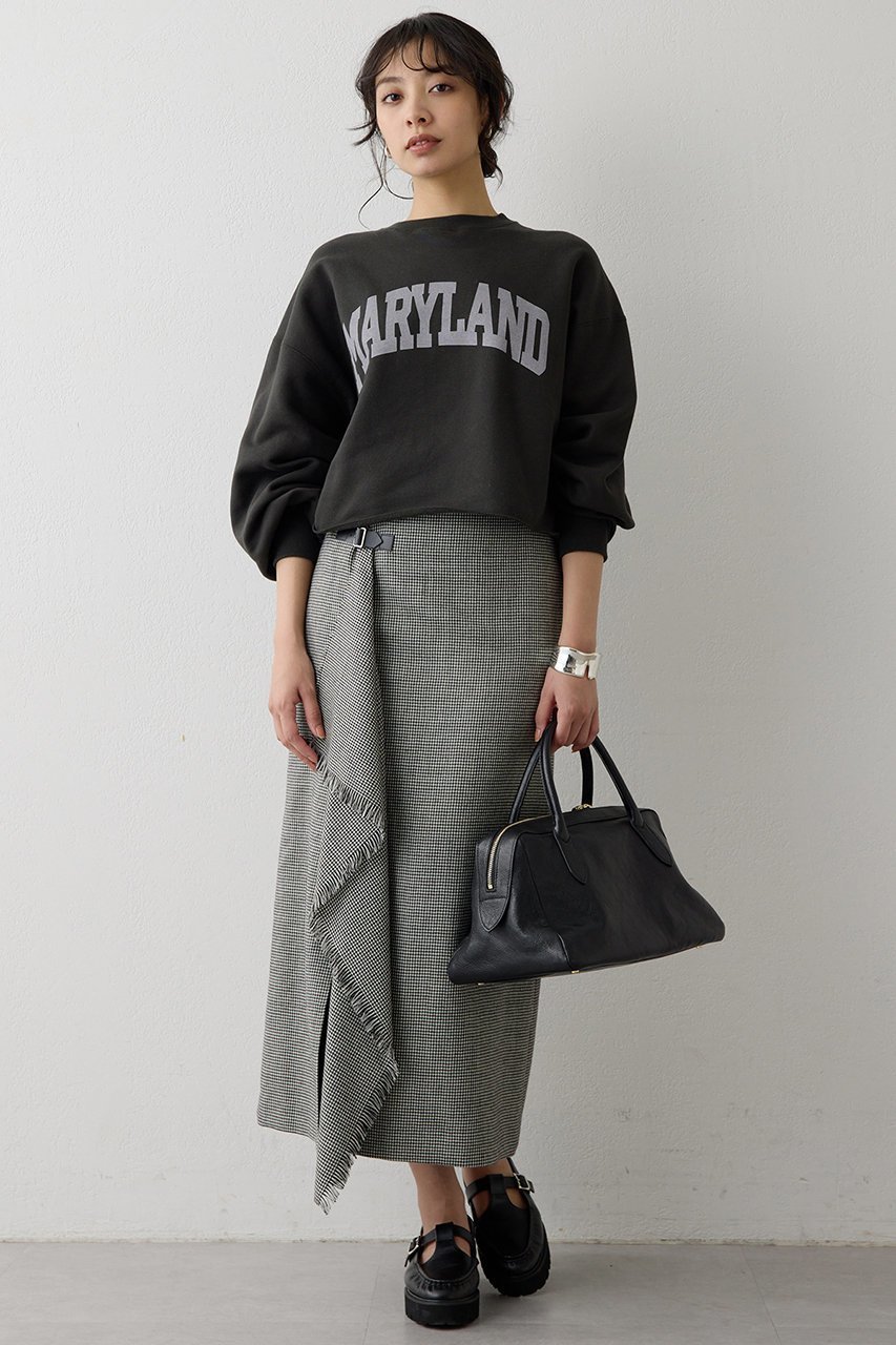 【ウィムガゼット/Whim Gazette】のチェックフリンジスカート インテリア・キッズ・メンズ・レディースファッション・服の通販 founy(ファニー) 　ファッション　Fashion　レディースファッション　Fashion for Women　スカート　Skirts　ロングスカート　Long Skirts / Maxi & Midi Skirts　クラシカル　Classical, Vintage-Inspired　シンプル　Simple, Minimal　タイトスカート　Pencil Skirt, Tight Skirt　チェック　Check, Plaid, Tartan　ドレープ　Drape, Draping Fabric　パープル　Purple, Violet　フリンジ　Fringe, Tassel　ロング　Long, Long-Length　エレガント 上品　Elegant　A/W・秋冬　Autumn/Winter　ブラック|ID: prp329100004731626 ipo3291000000035359098