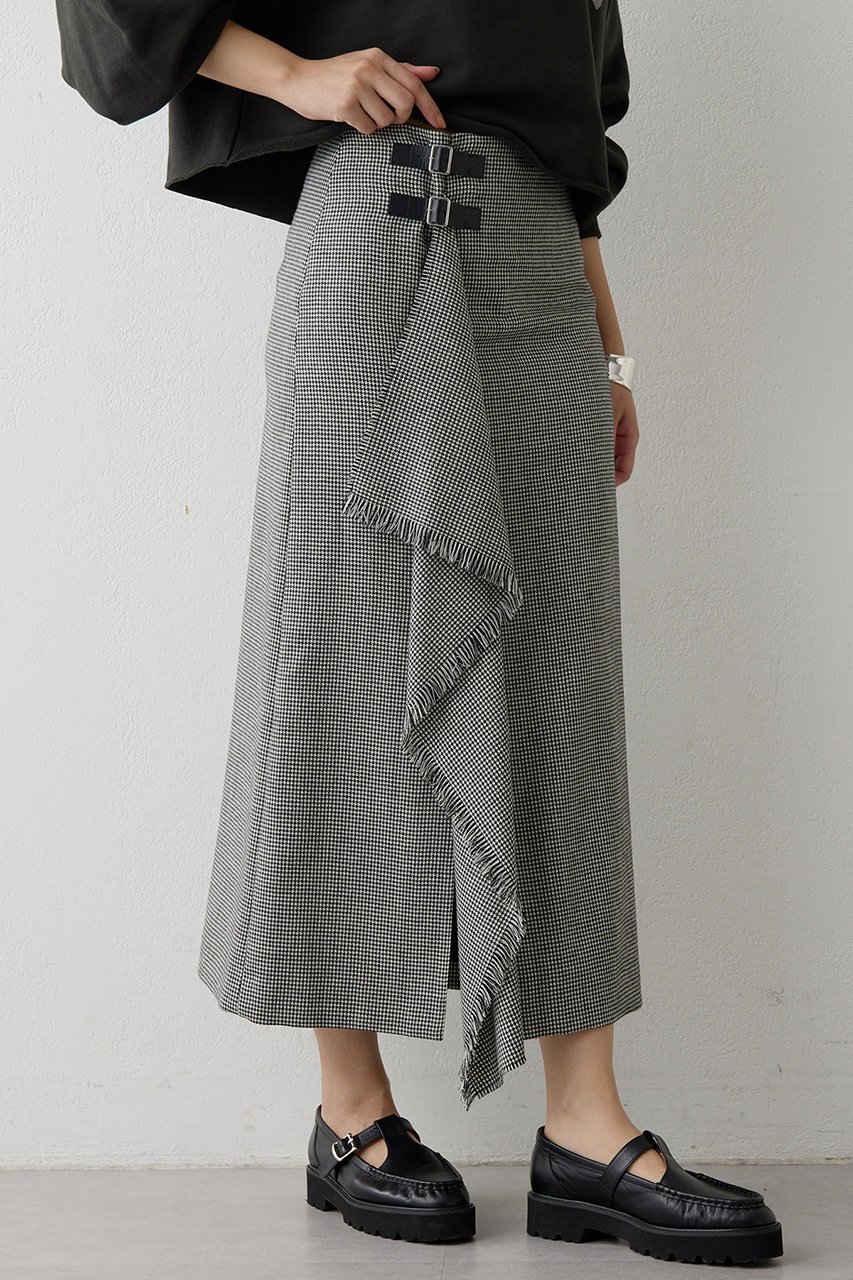 【ウィムガゼット/Whim Gazette】のチェックフリンジスカート 人気、トレンドファッション・服の通販 founy(ファニー) 　ファッション　Fashion　レディースファッション　Fashion for Women　スカート　Skirts　ロングスカート　Long Skirts / Maxi & Midi Skirts　クラシカル　Classical, Vintage-Inspired　シンプル　Simple, Minimal　タイトスカート　Pencil Skirt, Tight Skirt　チェック　Check, Plaid, Tartan　ドレープ　Drape, Draping Fabric　パープル　Purple, Violet　フリンジ　Fringe, Tassel　ロング　Long, Long-Length　エレガント 上品　Elegant　A/W・秋冬　Autumn/Winter　other-2|ID: prp329100004731626 ipo3291000000035359099