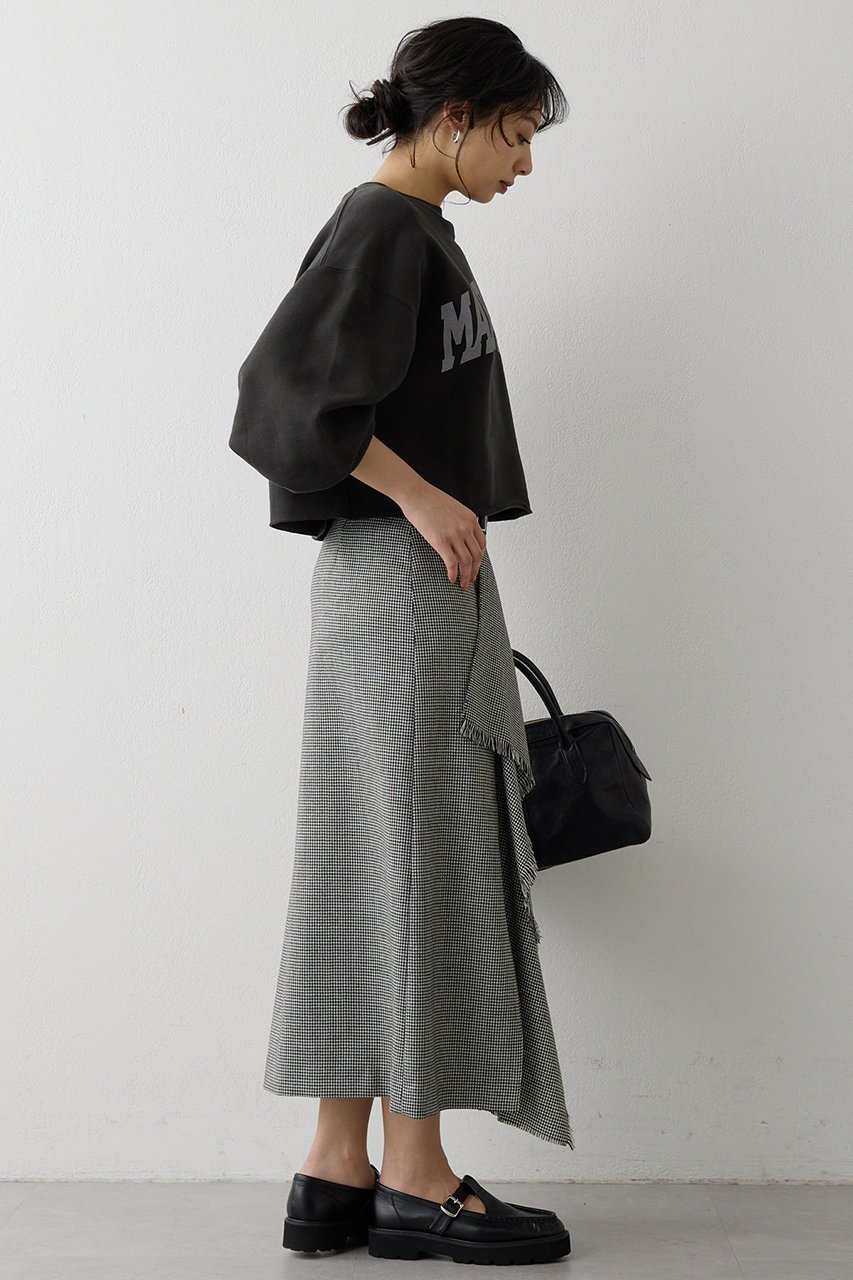 【ウィムガゼット/Whim Gazette】のチェックフリンジスカート 人気、トレンドファッション・服の通販 founy(ファニー) 　ファッション　Fashion　レディースファッション　Fashion for Women　スカート　Skirts　ロングスカート　Long Skirts / Maxi & Midi Skirts　クラシカル　Classical, Vintage-Inspired　シンプル　Simple, Minimal　タイトスカート　Pencil Skirt, Tight Skirt　チェック　Check, Plaid, Tartan　ドレープ　Drape, Draping Fabric　パープル　Purple, Violet　フリンジ　Fringe, Tassel　ロング　Long, Long-Length　エレガント 上品　Elegant　A/W・秋冬　Autumn/Winter　other-5|ID: prp329100004731626 ipo3291000000035359102