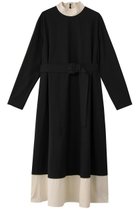 【プレインピープル/PLAIN PEOPLE】のCOTTON SABREモンクベルテッドワンピース ブラック×アイボリー|ID: prp329100004731628 ipo3291000000036028062