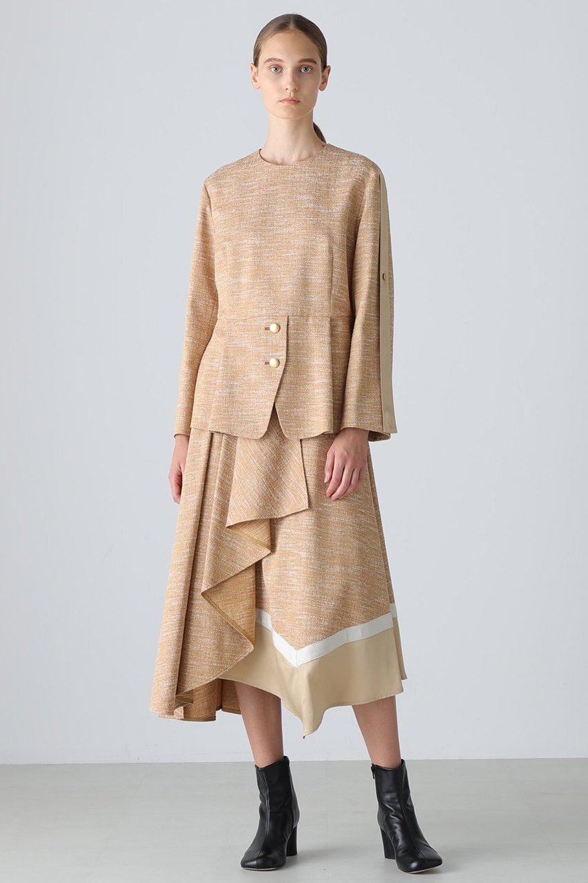 【アドーア/ADORE】のスラブツイードスカート 人気、トレンドファッション・服の通販 founy(ファニー) 　ファッション　Fashion　レディースファッション　Fashion for Women　スカート　Skirts　ロングスカート　Long Skirts / Maxi & Midi Skirts　おすすめ　Recommended / Our Picks　イレギュラーヘム　Irregular Hem　グログラン　Grosgrain, Grosgrain Ribbon　サテン　Satin, Glossy Fabric　セットアップ　Set-Up, Coordinated Outfit　ツイード　Twill, Twill Weave　ロング　Long, Long-Length　エレガント 上品　Elegant　新作・新入荷　New Arrivals / New In　other-4|ID: prp329100004731632 ipo3291000000034176405