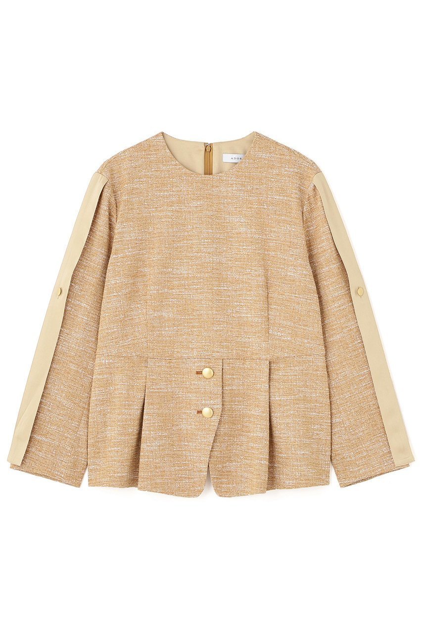【アドーア/ADORE】のスラブツイードブラウス インテリア・キッズ・メンズ・レディースファッション・服の通販 founy(ファニー) 　ファッション　Fashion　レディースファッション　Fashion for Women　トップス・カットソー　Cut & Sew Tops　シャツ・ブラウス・オフィスカジュアル　Elegant Blouses & Button-Ups　おすすめ　Recommended / Our Picks　サテン　Satin, Glossy Fabric　スリーブ　Sleeve, Long Sleeve / Short Sleeve　セットアップ　Set-Up, Coordinated Outfit　ツイード　Twill, Twill Weave　ペプラム　Peplum, Flared Hem　ロング　Long, Long-Length　エレガント 上品　Elegant　新作・新入荷　New Arrivals / New In　ベージュ|ID: prp329100004731633 ipo3291000000034176412
