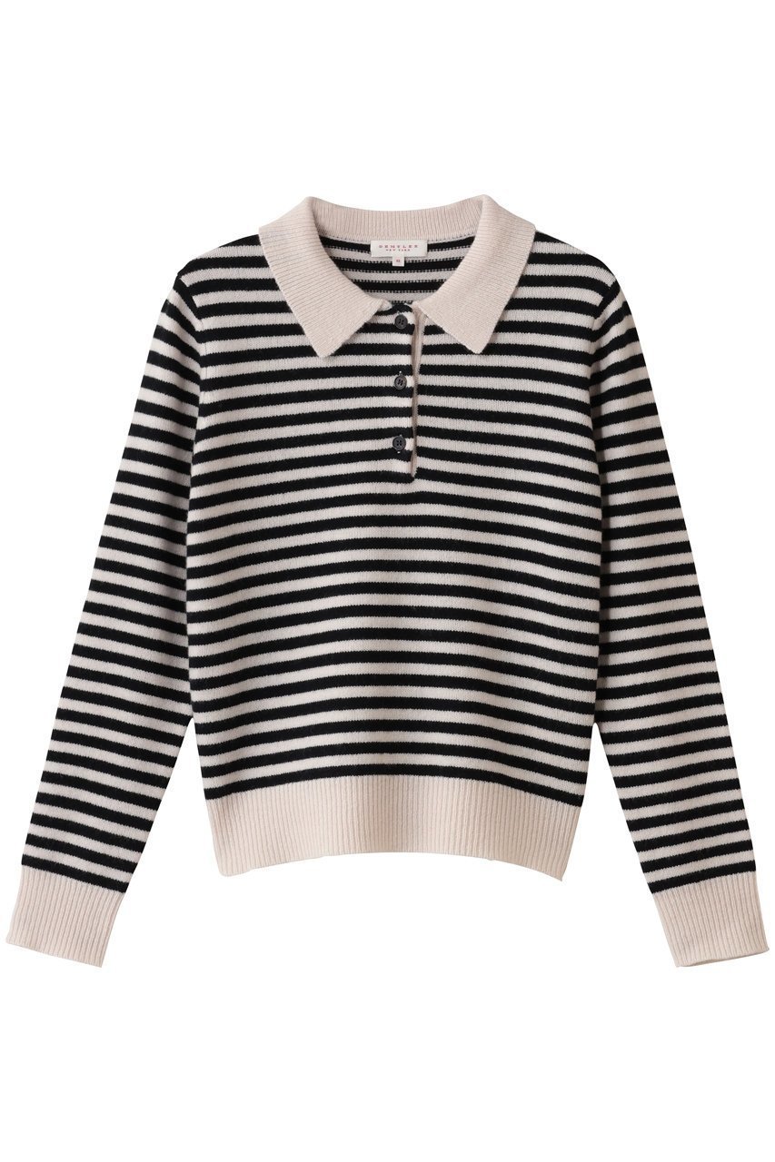 【デミーリー/DEMYLEE】のRIGUE ラムウール ボーダーポロニットプルオーバー インテリア・キッズ・メンズ・レディースファッション・服の通販 founy(ファニー) 　ファッション　Fashion　レディースファッション　Fashion for Women　トップス・カットソー　Cut & Sew Tops　ニット　Knit Tops & Sweaters　カジュアルプルオーバー・ニットトップス　Pullovers & Knit Tops / Casual Pullovers　おすすめ　Recommended / Our Picks　クラシカル　Classical, Vintage-Inspired　フィット　Fit, Slim Fit　フレア　Flare, Flared　ボーダー　Border, Stripe　無地　Plain, Solid Color　オフホワイト|ID: prp329100004731641 ipo3291000000035359145