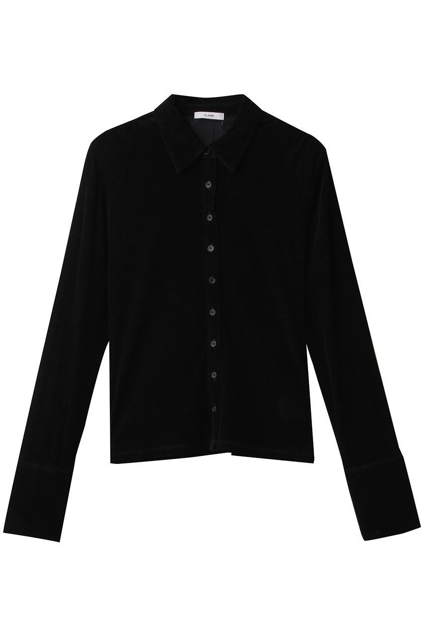 【クラネ/CLANE】のTULLE FLOCKY POLO SHIRTS インテリア・キッズ・メンズ・レディースファッション・服の通販 founy(ファニー) 　ファッション　Fashion　レディースファッション　Fashion for Women　トップス・カットソー　Cut & Sew Tops　シャツ・ブラウス・オフィスカジュアル　Elegant Blouses & Button-Ups　ロングTシャツ・Tシャツ　Longline T-Shirts & Tees　ポロシャツ・きれいめカジュアル　Smart-Casual Polo Tops　カットソー・ベーシックTシャツ　Cut-and-Sewn Tops / Stretch Tees & Basics　カフス　Cuff Design　シンプル　Simple, Minimal　スリーブ　Sleeve, Long Sleeve / Short Sleeve　ロング　Long, Long-Length　BLACK|ID: prp329100004732961 ipo3291000000036004919