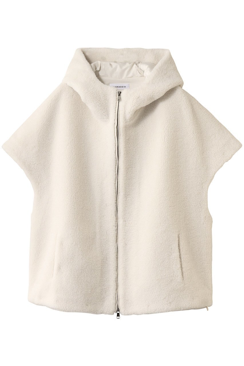 【リナージオ/LIGNAGGIO】のECOPEL ラムシャーリング風フレンチスリーブフードジレ インテリア・キッズ・メンズ・レディースファッション・服の通販 founy(ファニー) 　ファッション　Fashion　レディースファッション　Fashion for Women　アウター　Coat / Outerwear Collection　レディースジャケット・軽アウター　Jackets　シャーリング　Shirring, Ruched　ジャケット　Jacket, Outerwear　トレンド　Trend, Trending Now　ファブリック　Fabric, Textile　ベスト　Vest, Waistcoat　新作・新入荷　New Arrivals / New In　アイボリー|ID: prp329100004732967 ipo3291000000034187454