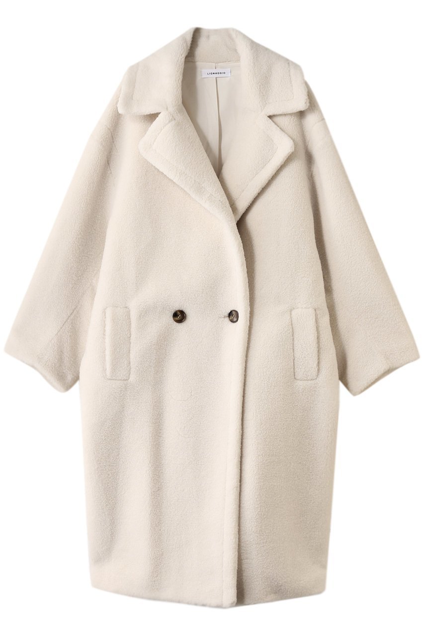 【リナージオ/LIGNAGGIO】のECOPELラムシャーリング風コート インテリア・キッズ・メンズ・レディースファッション・服の通販 founy(ファニー) 　ファッション　Fashion　レディースファッション　Fashion for Women　アウター　Coat / Outerwear Collection　コート・ロングコート・ピーコート　Long Coats, Peacoats & More　シャーリング　Shirring, Ruched　デニム　Denim, Jeans Material　リュクス　Luxury, Elegant, High-End, Chic　ロング　Long, Long-Length　新作・新入荷　New Arrivals / New In　A/W・秋冬　Autumn/Winter　ホワイト|ID: prp329100004732970 ipo3291000000034187479