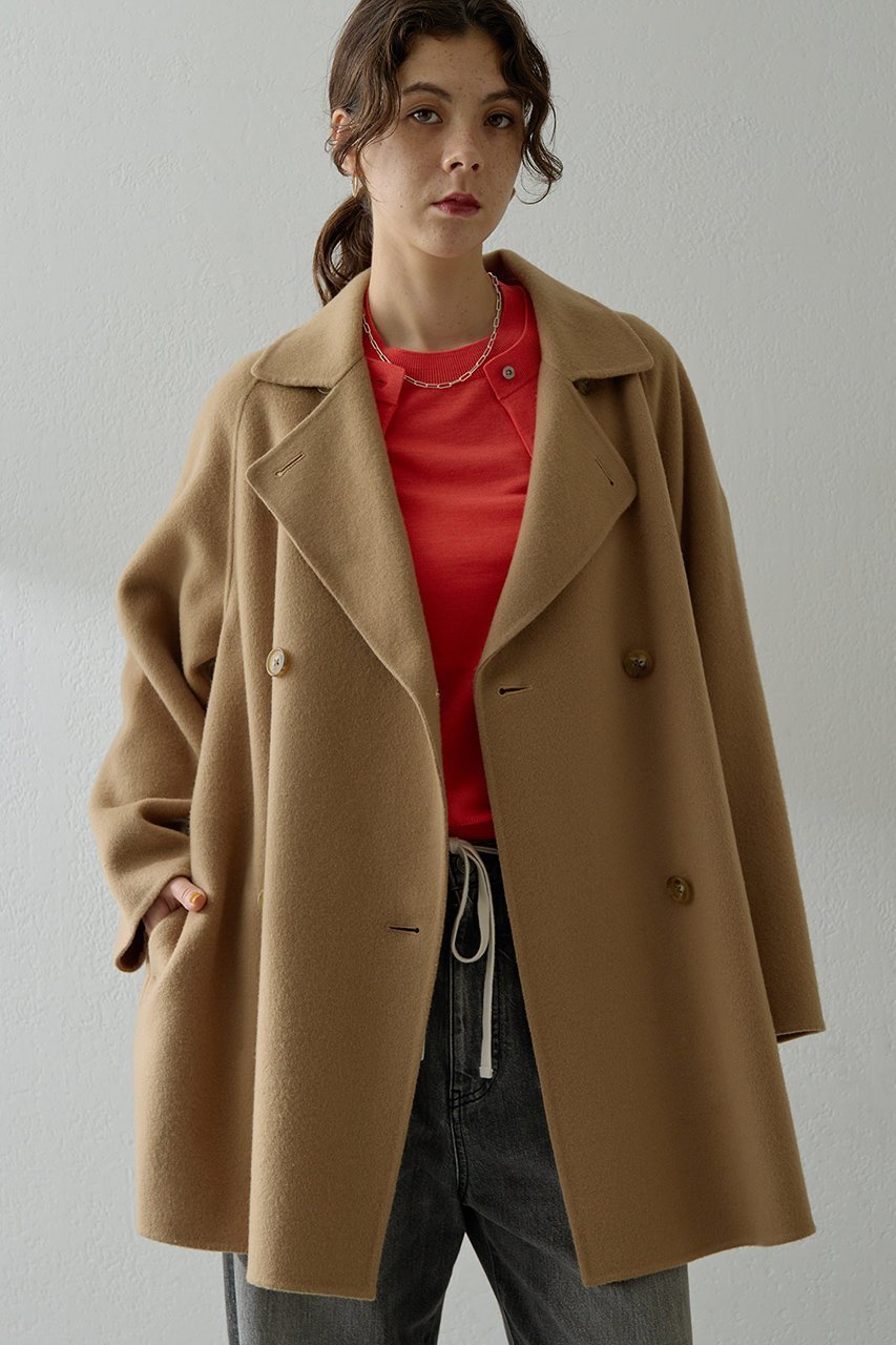 【ウィムガゼット/Whim Gazette】のリバーPコート インテリア・キッズ・メンズ・レディースファッション・服の通販 founy(ファニー) 　ファッション　Fashion　レディースファッション　Fashion for Women　アウター　Coat / Outerwear Collection　コート・ロングコート・ピーコート　Long Coats, Peacoats & More　Pコート　Pea Coats　インナー　Innerwear　ショート　Short, Short Length　ベーシック　Basic, Essential　ロング　Long, Long-Length　エレガント 上品　Elegant　防寒　Cold Protection, Winter-Ready　キャメル|ID: prp329100004732982 ipo3291000000035754517