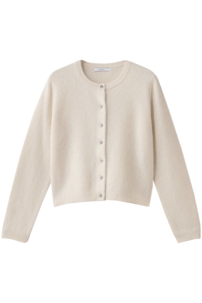 【アナイ/ANAYI】のフラッフィアソート釦カーディガン インテリア・キッズ・メンズ・レディースファッション・服の通販 founy(ファニー) 　ファッション　Fashion　レディースファッション　Fashion for Women　トップス・カットソー　Cut & Sew Tops　ニット　Knit Tops & Sweaters　カーディガン・羽織り　Layered Style Cardigans　カーディガン　Cardigan, Knitwear　コンパクト　Compact, Small Size　パーティ　Party, Party Style　ミックス　Mix, Mixed Style　エレガント 上品　Elegant　A/W・秋冬　Autumn/Winter　オフホワイト|ID: prp329100004732989 ipo3291000000035754543