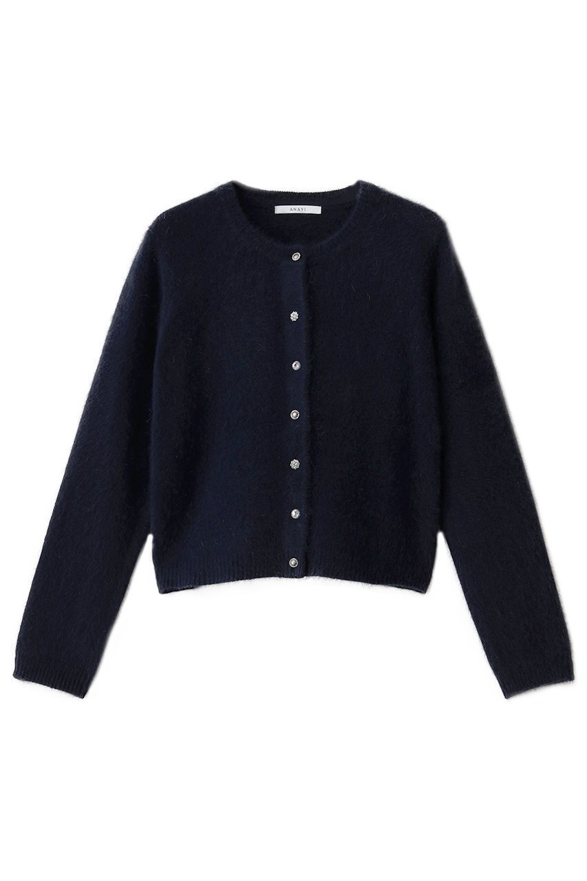 【アナイ/ANAYI】のフラッフィアソート釦カーディガン インテリア・キッズ・メンズ・レディースファッション・服の通販 founy(ファニー) 　ファッション　Fashion　レディースファッション　Fashion for Women　トップス・カットソー　Cut & Sew Tops　ニット　Knit Tops & Sweaters　カーディガン・羽織り　Layered Style Cardigans　カーディガン　Cardigan, Knitwear　コンパクト　Compact, Small Size　パーティ　Party, Party Style　ミックス　Mix, Mixed Style　エレガント 上品　Elegant　A/W・秋冬　Autumn/Winter　ネイビー|ID: prp329100004732989 ipo3291000000035754545